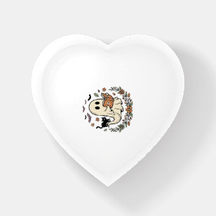 Vintage Ghost Cat Halloween Floral Vector Design_1 Paperweight
