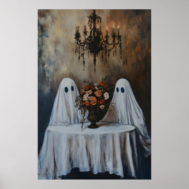 Vintage Ghost Couple Print, Spooky Poster, Goth Poster (Front)
