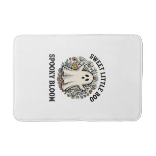 Vintage Ghost Floral Cute Halloween Boo Bouquet_1 Bath Mat