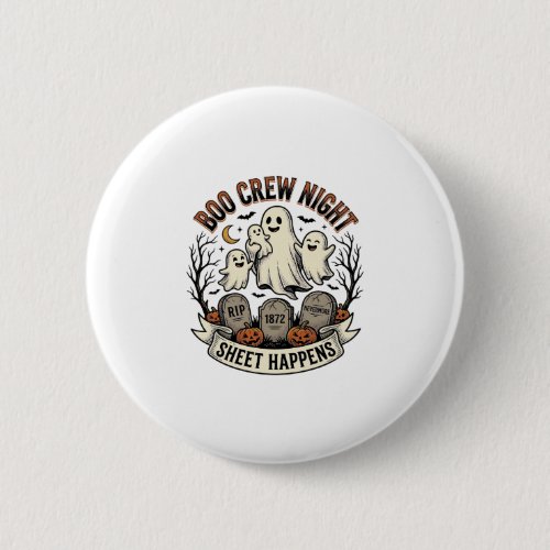 Vintage Ghost Halloween Boo Crew Sheet Party Shirt Button