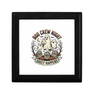 Vintage Ghost Halloween Boo Crew Sheet Party Shirt Gift Box