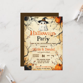 Vintage Ghost Halloween Party Invitation