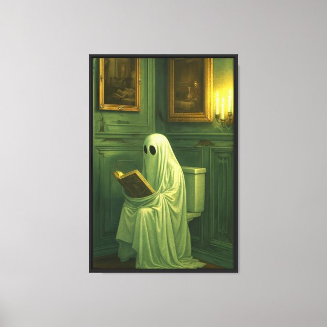 Vintage Ghost In The Toilet Canvas Print (Front)