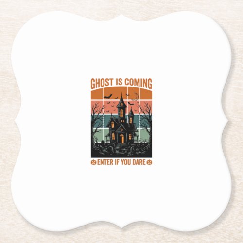 Vintage Ghost Is Coming Haunted House Halloween De Paper Coaster