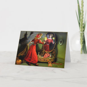 Vintage Ghost Mirror Halloween Card