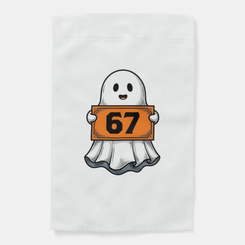 Vintage Ghost Number 67 Halloween Shirt Design_1 Garden Flag