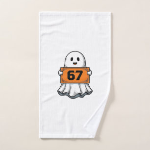Vintage Ghost Number 67 Halloween Shirt Design_1 Hand Towel
