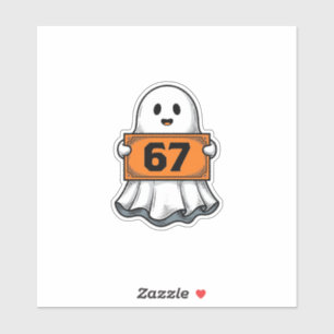 Vintage Ghost Number 67 Halloween Shirt Design_1 Sticker