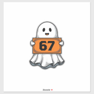 Vintage Ghost Number 67 Halloween Shirt Design_1 Sticker