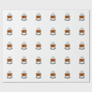 Vintage Ghost Number 67 Halloween Shirt Design_1 Wrapping Paper