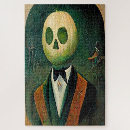 Vintage Ghost Pumpkin Head Man Jigsaw Puzzle