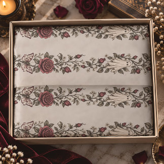 Vintage Ghost Rose Butterfly Gothic Halloween Tissue Paper