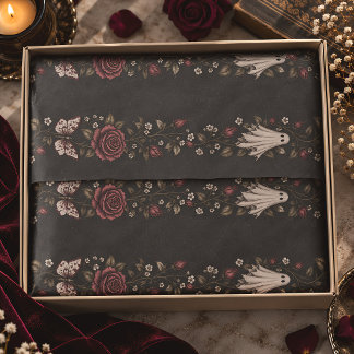 Vintage Ghost Rose Butterfly Gothic Halloween Tissue Paper