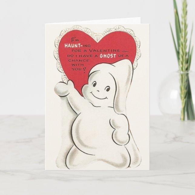 Vintage Ghost Valentine's Day Greeting Card (Front)