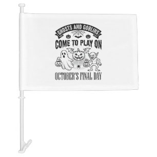 Vintage Ghosts And Goblins Halloween Shirt Design_ Car Flag