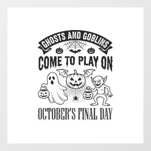 Vintage Ghosts And Goblins Halloween Shirt Design_ Floor Decals