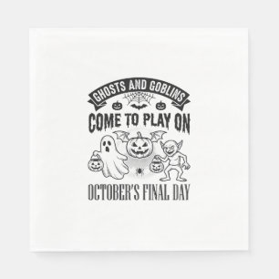 Vintage Ghosts And Goblins Halloween Shirt Design_ Napkins