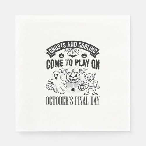 Vintage Ghosts And Goblins Halloween Shirt Design_ Napkins
