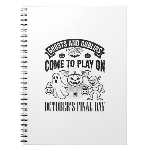 Vintage Ghosts And Goblins Halloween Shirt Design_ Notebook
