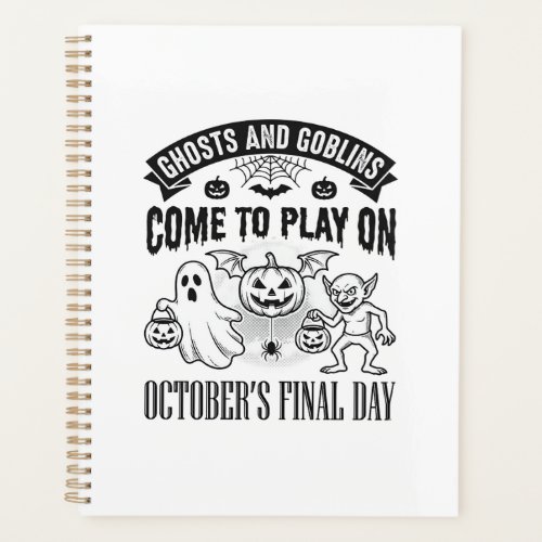 Vintage Ghosts And Goblins Halloween Shirt Design_ Planner