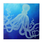 Vintage Giant Octopus In Deep Blue Ocean Tile at Zazzle