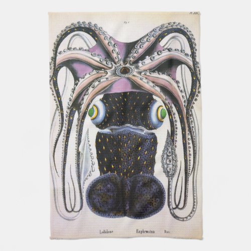 Vintage Giant Squid or Octopus Marine Life Animal Kitchen Towel