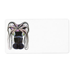 Vintage Giant Squid or Octopus, Marine Life Animal Label