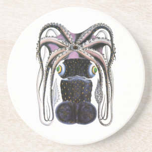 Vintage Giant Squid or Octopus, Marine Life Animal Sandstone Coaster