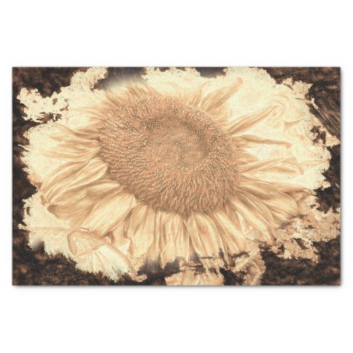 Vintage Giant Sunflowers Painted Rustic Vignette Tissue Paper