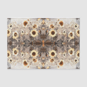 Vintage Giant Sunflowers Yellow Brown Sepia Art Tissue Paper