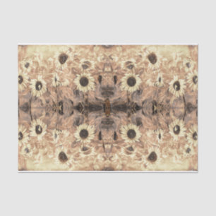 Vintage Giant Sunflowers Yellow Sepia Abstract Tissue Paper