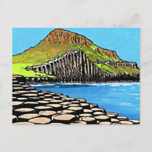 Vintage Giants Causeway Antrim Coast watercolor Postcard