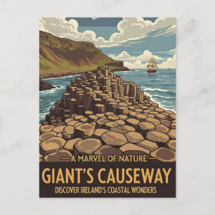 Vintage Giants Causeway Northern Ireland Travel Postcard