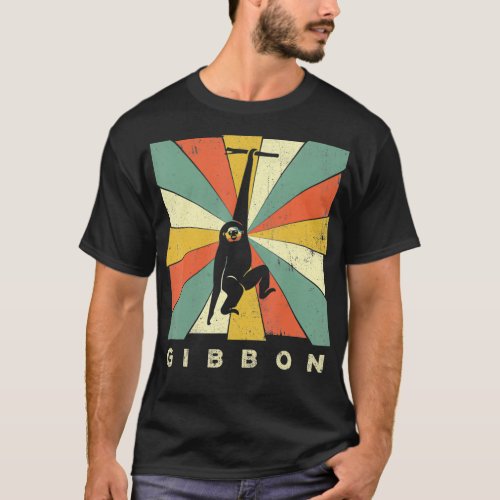 Vintage Gibbon Lover Retro Animal Style T_Shirt