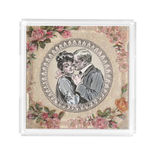 Vintage Gibson Girl Antique Love Wedding Valentine Acrylic Tray