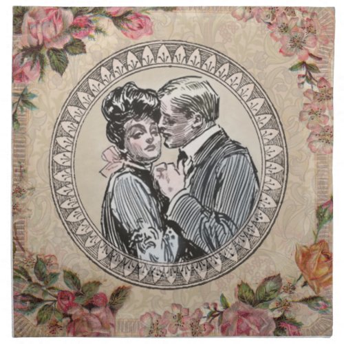 Vintage Gibson Girl Antique Love Wedding Valentine Napkin