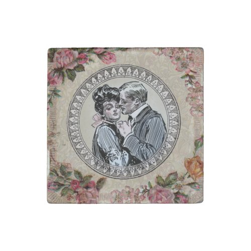 Vintage Gibson Girl Antique Love Wedding Valentine Stone Magnet