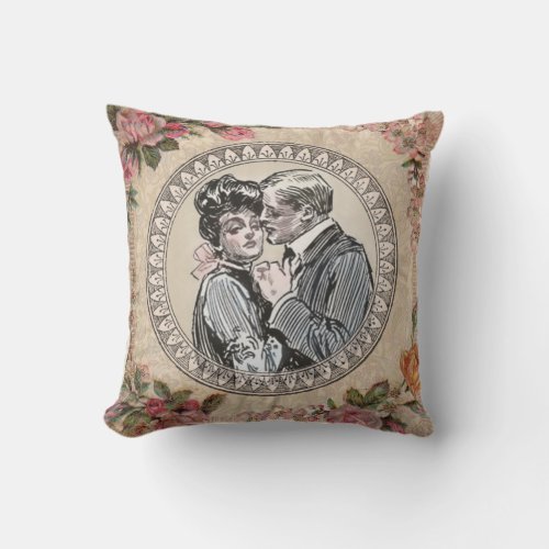 Vintage Gibson Girl Antique Love Wedding Valentine Throw Pillow