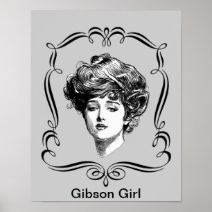 Vintage Gibson Girl Art  Poster