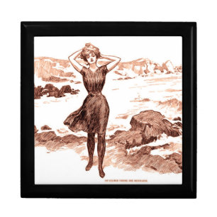Vintage Gibson Girl Beach Mermaid Bathing Beauty Gift Box