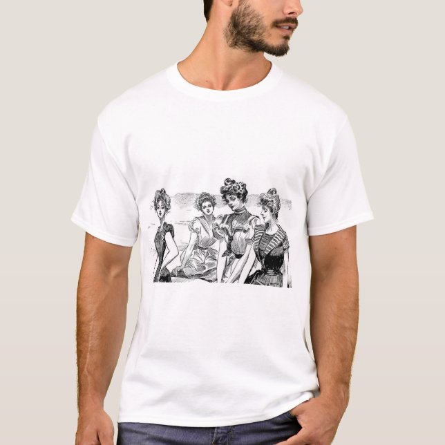 Vintage Gibson Girls Antique Illustration T-Shirt (Front)