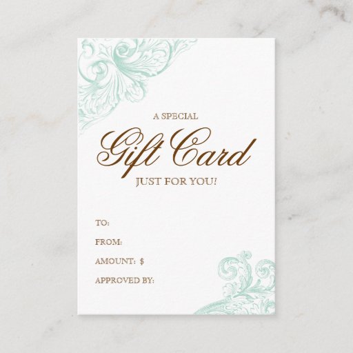 Customizable Vintage Gift Card Spring Green Acanthus Business Card Template