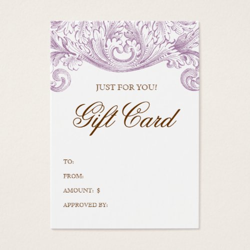 Vintage Gift Card Spring Purple Acanthus Business Card
