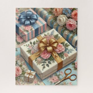 Vintage Gift Wrapping Pastel Flowers 
