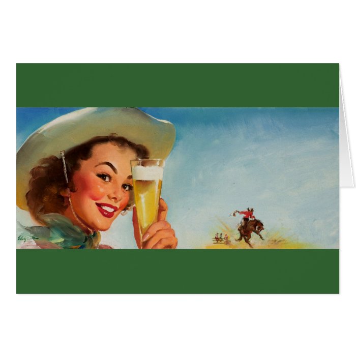 Vintage Gil Elvgren Beer Western Pin Up Girl Card Zazzle