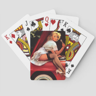 Vintage Gil Elvgren Retro Car Mechanic Pin Up Girl Poker Cards