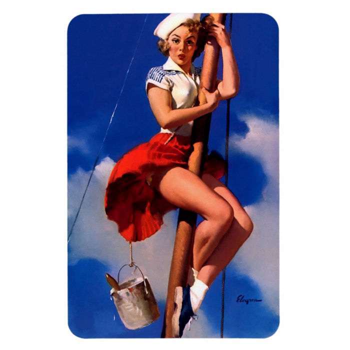 Vintage Gil Elvgren Sail Boat Sailing Pin Up Girl Rectangular Photo