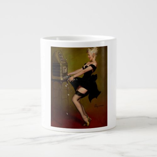 Vintage Gil Elvgren Slot Machine Pinup Girl Giant Coffee Mug