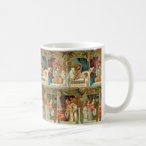 Vintage Gilded Angels Children and Greenery Coffee Mug