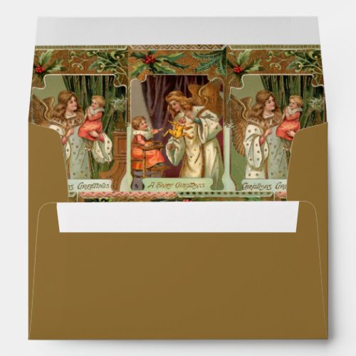 Vintage Gilded Angels Children and Greenery Envelope
